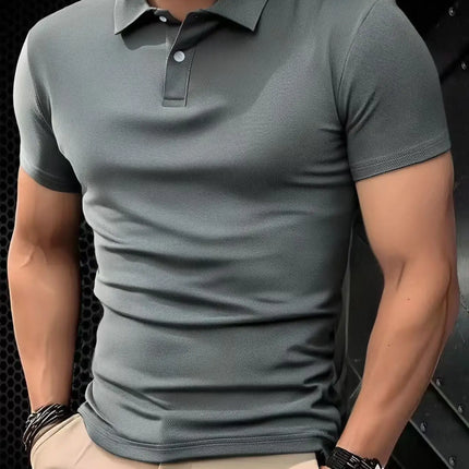 2025 Solid color polo shirt ultra-light men's quick-drying breathable sweat-wicking shirt suitable for fitness gym and running
