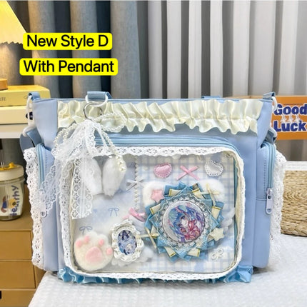 New Y2K Cute Japanese Ita Bag Lolita Girl Transparent Shoulder Tote Bag Large Capacity Crossbody Casual Bag DIY Display Handbags