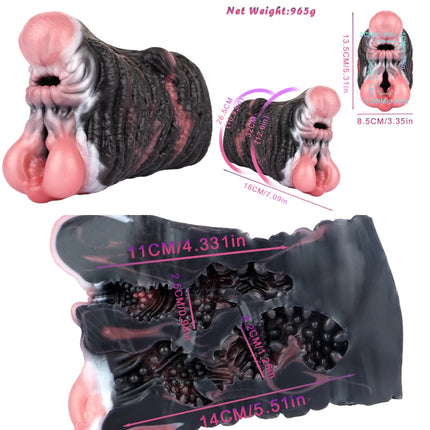 Silicone Monster Male Masturbator Daul Channel Anal Onahole Pussy Realistic Vaginal Textured Channel Stroker AdultSexToy For Man