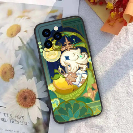 Cartoon Game Paimon Genshin Impact Phone  Case For iPhone 17 16 Pro Max 15 14 13 12 11 Mini Simplicity Short Shockproof Cover