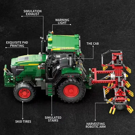 22015 Remote Control Building Blocks Engineering Vehicle Tractor Assembly Model Educational Toy Desktop Ornament Adult Gift