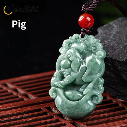 Natural A Goods Jadeite Twelve Chinese Zodiac Rat Tiger Pendant Jewelry Hand-carved Custom Mascot Jewelry Jade Necklace Gift