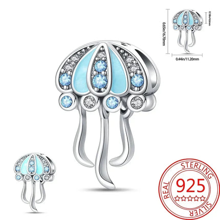 925 Sterling Silver Blue Ocean Series Beaded Charms  Pendant Fit for The Brand's DIY Bracelet Women Jewelry Girlfriend Gifts