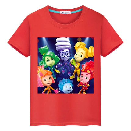 Russian The Fixies cartoon T-shirt 100%Cotton Short Tops y2k one piece anime Tees boys girls clothes Summer Casual kids clothes