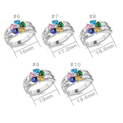 MaiLun Personalized Kids Names Ring With Birthstone Silver plated color Ring Mothers Day Jewelry Gift
