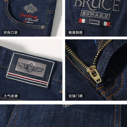 2024 Men's Summer Jeans Pants Bruce&Shark Long Jeans for Men Stretching Cotton Loose Casual Fashion Straight Leg  Big Size 42