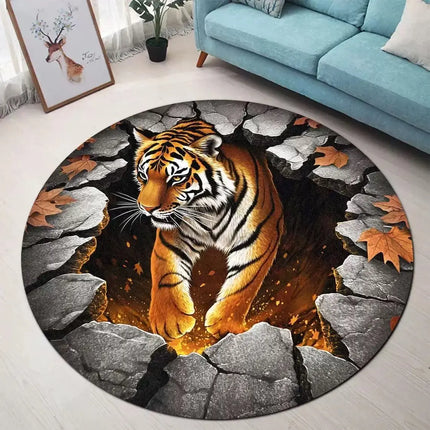 3D Vision Three-dimensional Round Home Floor Mat Trap Rug Washable Bedroom Decor Soft Carpet Anti-slip Carpets for Living Room