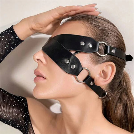 Fullyoung Sexy Mask For Face Women PU Leather Goth Harness Cosplay Anime Eye Mask Masquerade Party Festival Halloween Costume
