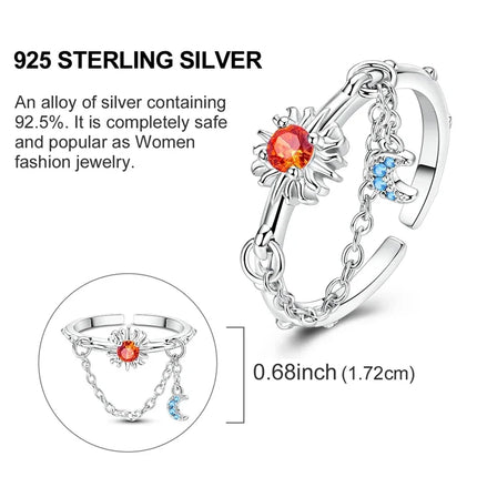 Women Silver Finger Rings for Women Original 925 Sterling Silver Dream Catcher Dragon Ring Sun Zircon Heart Wedding Jewelry