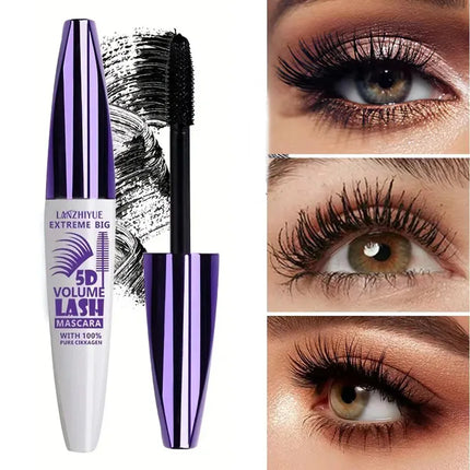 5D Mascara Waterproof Thickening Lengthening Curling Liquid Fiber Mascara Long-Lasting Curling Eyelash Extension Cosmetics
