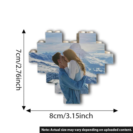 Small Heart Photo Block made from, Bricks,Personalised,WHITE,Building Block,Puzzle,Gift,Him,Her,Birthday,Anniversary