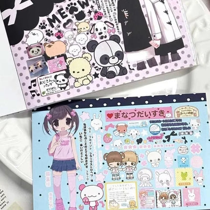 Retro Cute Stickers Japanese Cute Anime Girl Cut Film Stickers Book Phone Case DIY Scrapbook Stickers Cute Decorative Stickers