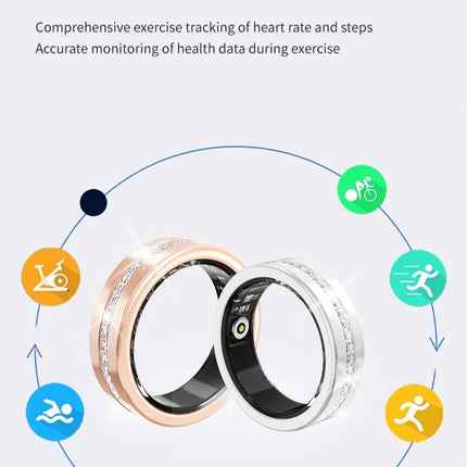 Diamond Smart Ring Heart Rate Monitor Waterproof Bluetooth Sleep Tracking Fitness Ring