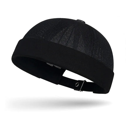 Summer Brimless Melon Skin Hat with Adjustable Hip Hop Men's and Women's Ruff Landlord Hat, Simple Breathable Mesh Tang Hat