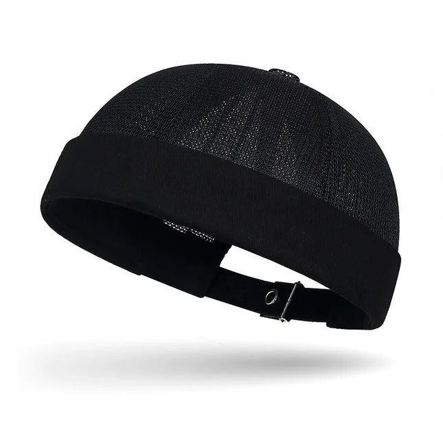 Summer Brimless Melon Skin Hat with Adjustable Hip Hop Men's and Women's Ruff Landlord Hat, Simple Breathable Mesh Tang Hat