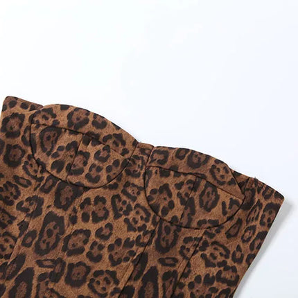 Weird Puss Leopard Print Corset Top Women Low-Neck Sexy Hottie Midnight Wild Coquette Hip Hop Trend Classic Street Strapless Vest