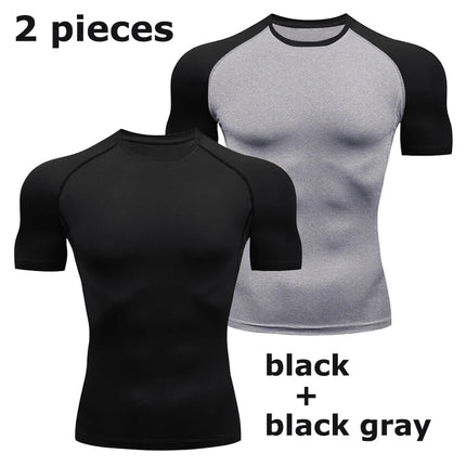 Men's Compression Shirts Summer Short Sleeves Tees T-shirt Gym Workout Fitness Running Tops Undershirts Baselayer Sportswear