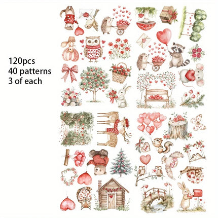 120pcs-126pcs Spring Theme Stickers, for Scrapbooking Supplies, Gift Wrapping Decor, Bottle Stickers, Album Journal Sticker