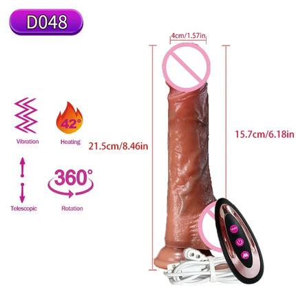 Realistic Dildo Telescopic Vibrator Female Stimulator Big Penis Anal Plug with Heating Thrusting Sex Toys for Women