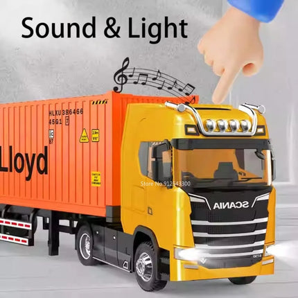 1:50 Scale Truck Transport Car Model Toy Metal Container Alloy Diecast Simulation Engineering Container Vehicle Models Boys Toys