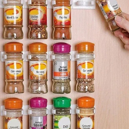 2/4pcs Kitchen Storage Rack Seasoning Jar Storage Rack Simple Bottle Clip Wall Mount Spice Bottle Stand 5 Hole Ingredient Holder