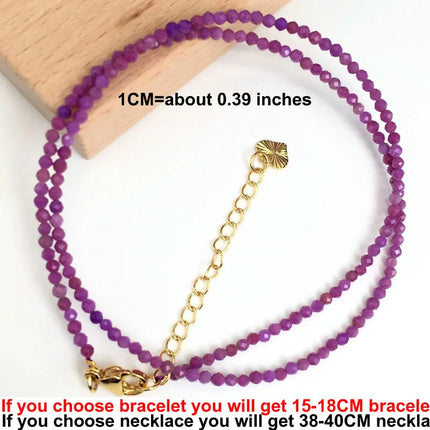 Natural Stone Beads Necklaces bracelet 2-3MM Faceted Round Quarts Tourmalins Mini Beads Necklaces For Women Jewelry Gifts