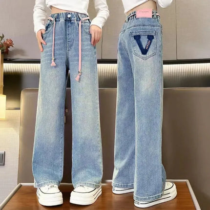Sweatpants Teenage Jeans Autumn Fashion Casual Streetwear Spring Fairy Children's Clothing Girls Pants Kids Clothes Wide Leg