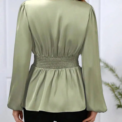 Women's Pleated Shirt | Sexy Slimming Design, Long-Sleeve Elegant Style, Cinched Waist Skirt Top