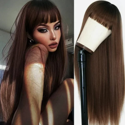 99J Burgundy Red Bone Straight Lace Front Wig With Bangs 13x4 HD Pre Plucked Glueless Synthetic pelucas On Clearance Sale