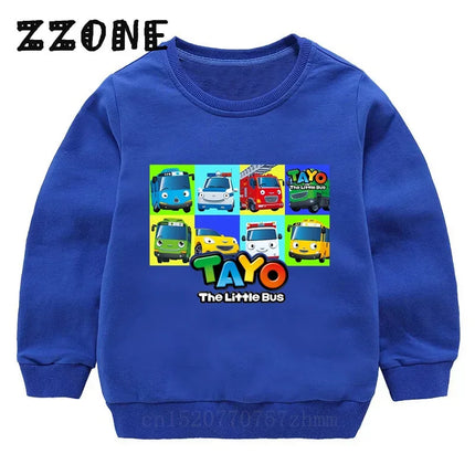 Hot Sale Kids Sweatshirts Tayo the Little Bus Print Cartoon Children Hoodies Funny Baby Pullover Outwear Tops Girls Boys Clothes