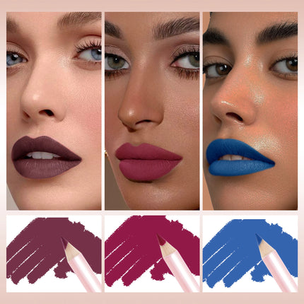 Matte Lip Liner Pencil Set of 12 Nude &Brown Shades Highly Pigmented Smooth Velvet Finish Long-Lasting Waterproof & Smudge-Proof