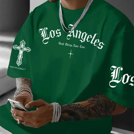 2025 Summer New Men's T-shirt Casual fashionable simple letter print outdoor street trend men's T-shirt