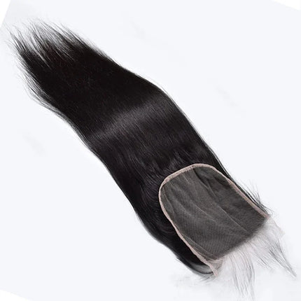 High-Quality 12A 5x5 Transparent Lace Closure 150% Density Straight Human Hair 8-18" Pre-Plucked Baby Hair Natural Color Capless