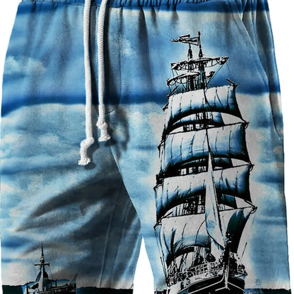 Men's Beach Pants Compass 3D Printed Shorts Men's Summer Breathable Shorts Fitness Street Shorts Men's Ropa Hombre