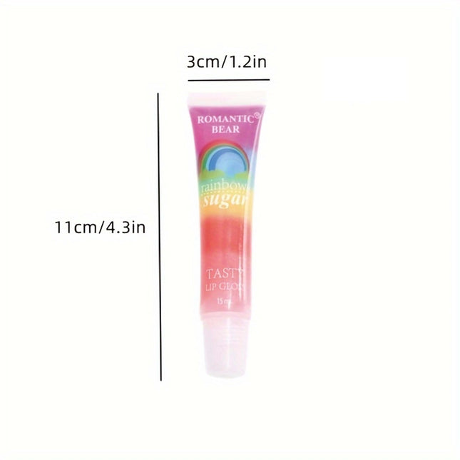 5pcs Rainbow Pearl Lip Gloss Glitter, Rainbow Jelly Lip Gloss, Sparkling Lips, Moisturizing Lip Skin