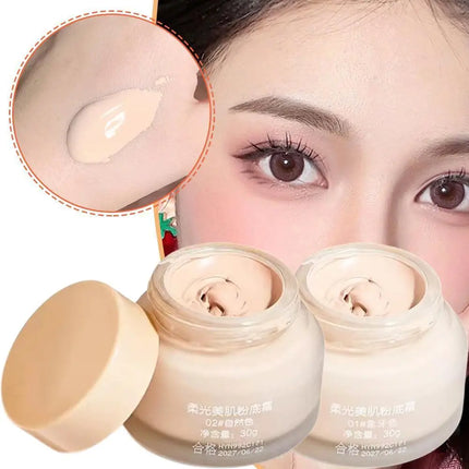 Soft Glow Foundation Cream Waterproof Sweat-Resistant Long-Lasting Makeup Concealing Moisturizing Liquid Foundation