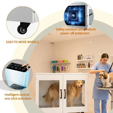 Large Pet Dryer Box, Smart Temp Control & Low Noise, Grooming Blower for Dogs & Cats Up to 120lbs, 410L, Custom