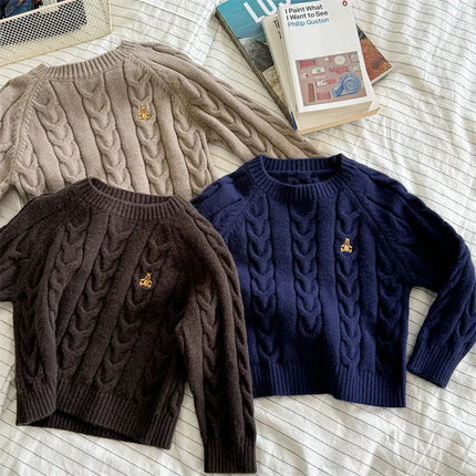 Baby Knitted Pullover Kids Thick Warm Sweater 2025 Autumn Winter New Children Sweater Boys Girls Long Sleeve Casual Knitwear
