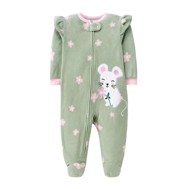 Spring Baby Girl Rompers Clothes Zipper Fleece Autumn Warm Newborn Infants Pajamas Outfit Animal Jumpsuit Clothing 0 -12 Months