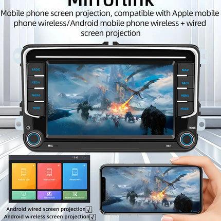 BQCC 7" Android 13 Octa Core Car Player Mirrorlink Carplay WIFI GPS For Volkswagen VW CC Passat B7 Polo Golf 5 6 Jetta mk5 mk6
