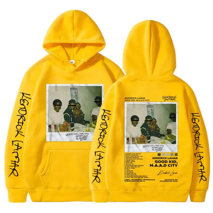 Hip Hop Men Women's Hoodie Rapper Kendrick Lamar Good Kid Album Graphic Printed Hooded Sweatshirts Fashion Pocket Streetwear