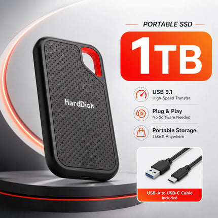 Compact 1TB External SSD Hard Drive Portable USB 3.0 Fast Data Transfer for Laptop/Mac