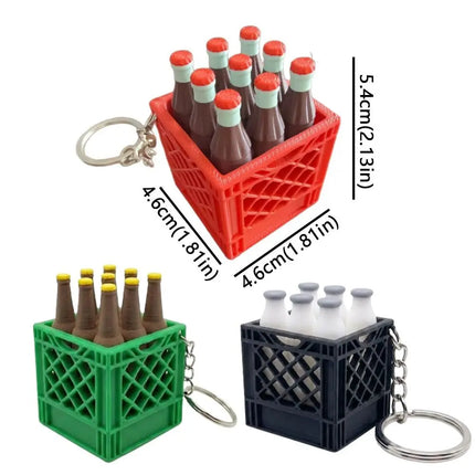 3D Printed Soda Crate Clicker Keychain Funny Plastic Drink Carrier Keyring Lifelike Novelty Squeeze Fidget Backpack Pendant