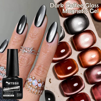 7ml Dark Coffee Glass Magnetic Gel Nail Polish Gentle Moonlight Gel Autumn And Winter Colors Soak Off Semi-Permanent Varnish