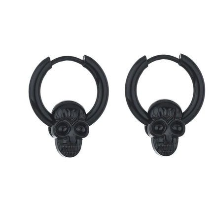 Design Stainless Steel Skull Drop Earrings For Women Men Fashion Gothic Street Hip Hop Ear Jewelry Pendant Cool Stud Earrings