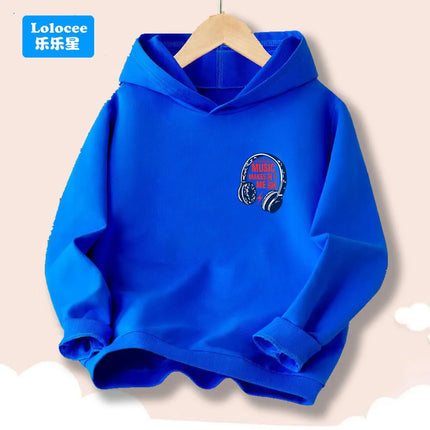 Kids Hoodie Music Headphone Print Casual Pullover -Children's Hooded Sweatshirt Fashion Spring Fall Daily Wear for Boys EJCK1