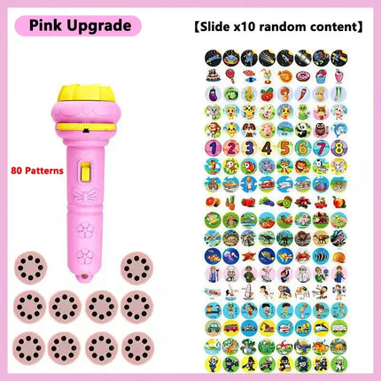 Children Projection Flashlight Toy Bedtime Story Book Early Education Toys Baby Projector Torch with 80 Patterns for Kids Gift