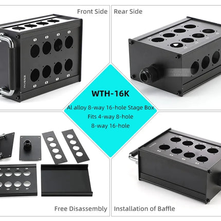 Multi-channel Al alloy Cable Blank Cable Box 16/24/32 Channels for Stage Mobile Audio XLR Male Female Audio Signal Cablebox hole