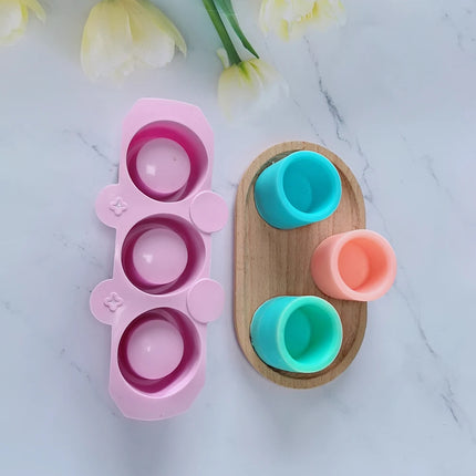 Silicone Mold for Succulent Plant Pots, DIY Craft Candlestick Mini Plant Mould, 3-Cavity Round Pot Silicone Mold for Clay Crafts
