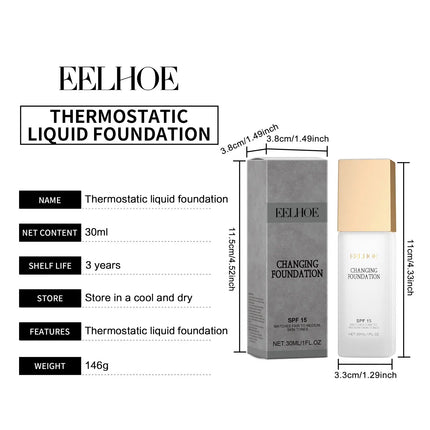 Colour Changing Foundation, Spf 15 Full Coverage Waterproof Makeup of The Face Brightening Mature Skin Foundation Cosmetics